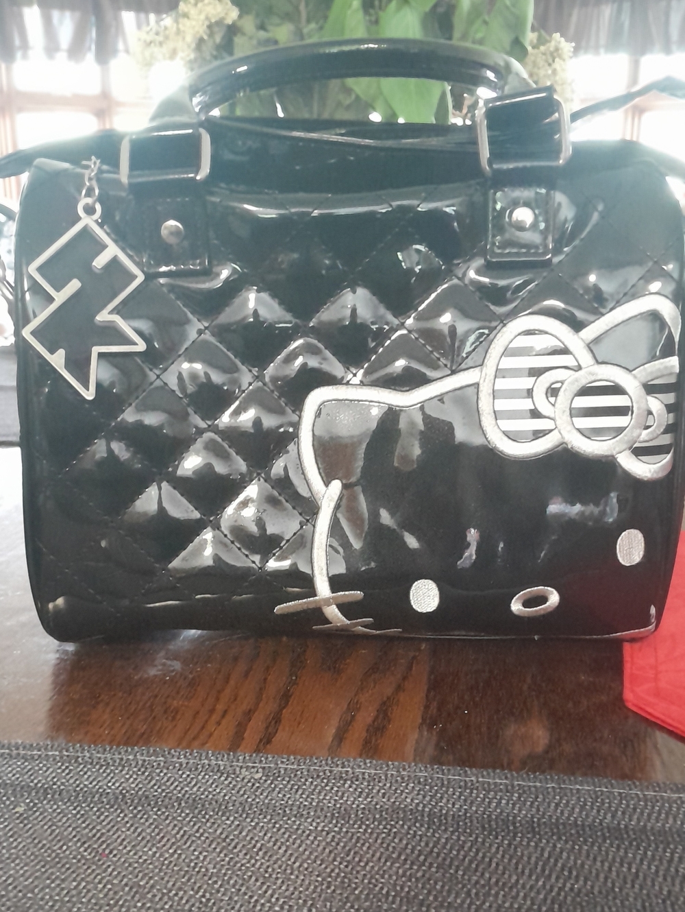 Loungefly Hello Kitty Black Quilted Patent Satchel